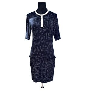 Agnes B Paris dress polka dot Jersey print blue white American prep mini size 2